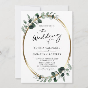Eucalyptus Calligraphy All in One QR Code Wedding Invitation