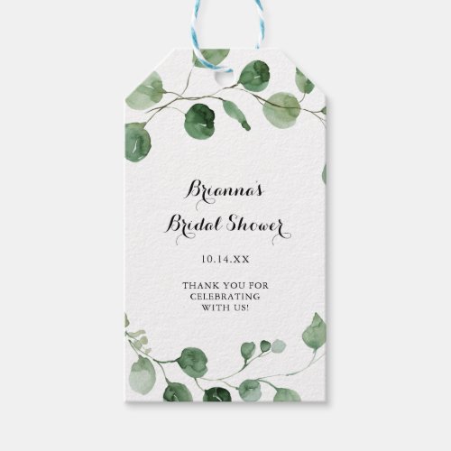 Eucalyptus Calligraphy Bridal Shower Gift Tags