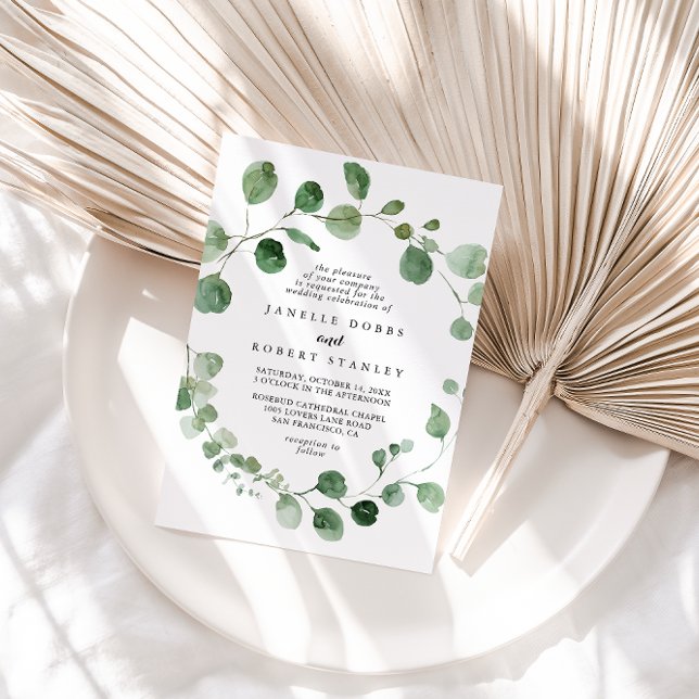 Eucalyptus Calligraphy Diamond Wedding  Invitation (Creator Uploaded)