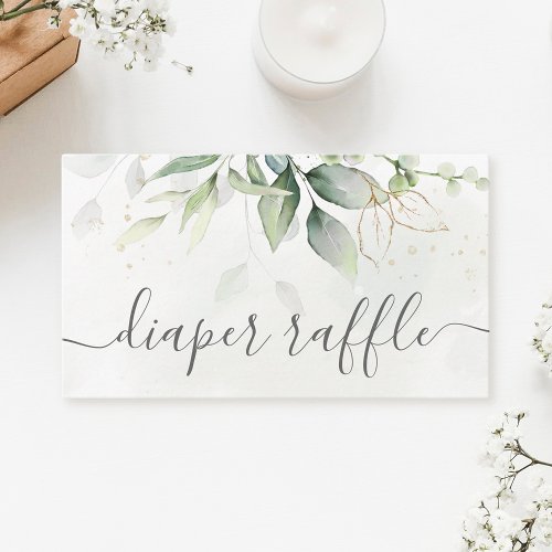 Eucalyptus Calligraphy Diaper Raffle Ticket Enclosure Card