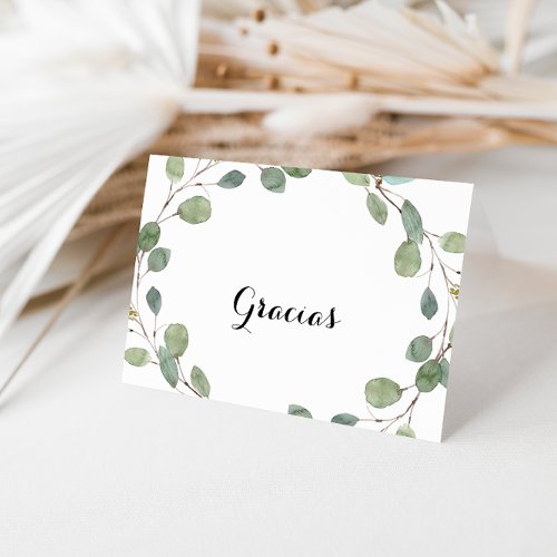 Eucalyptus Calligraphy Folded Wedding Gracias Card