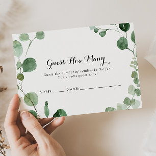 Eucalyptus Calligraphy Guess How Many Game Card