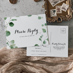 Eucalyptus Calligraphy Menu Choice RSVP Postcard