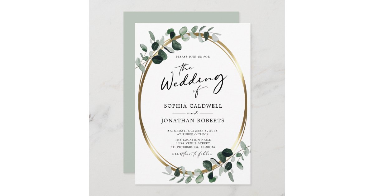 Eucalyptus Calligraphy Qr Code Rsvp Wedding Invitation Zazzle