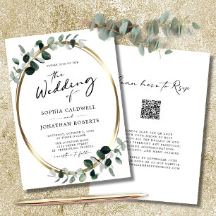 Eucalyptus Calligraphy QR Code RSVP Wedding Invitation