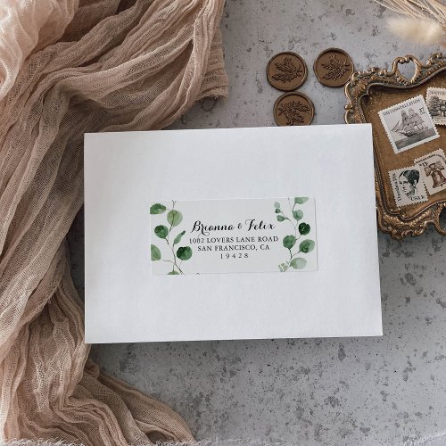 Eucalyptus Calligraphy Wedding RSVP Address Label