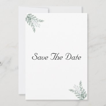 Eucalyptus Calligraphy Wedding Save The Date Invitation