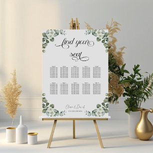 Eucalyptus Calligraphy Wedding Seating Chart Foam Board