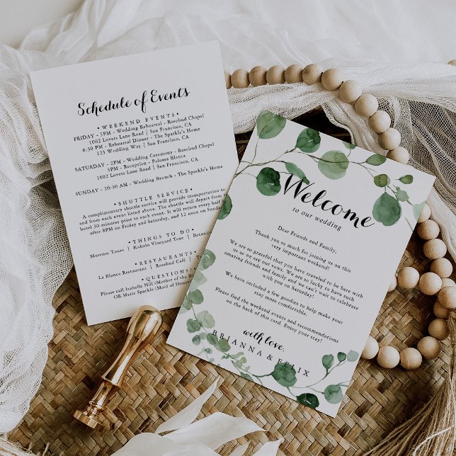 Eucalyptus Calligraphy Wedding Welcome Letter (Creator Uploaded)
