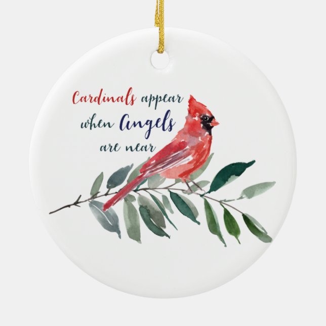 Eucalyptus Cardinal Photo Keepsake Memorial Ceramic Ornament (Back)