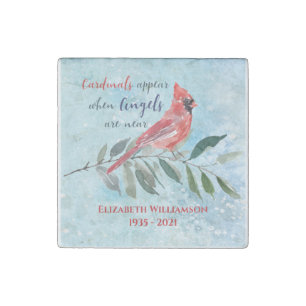 Eucalyptus Cardinals Watercolor Keepsake Memorial Stone Magnet