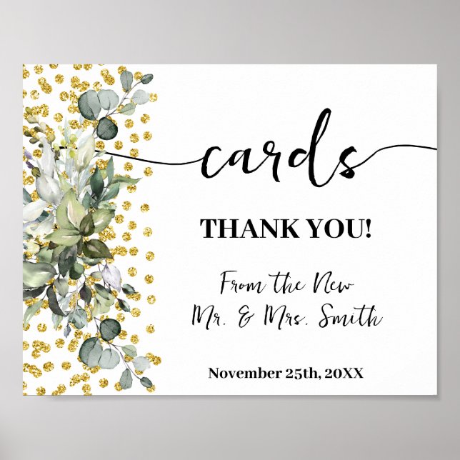 Eucalyptus Cards Bridal Shower Wedding Reception Poster (Front)