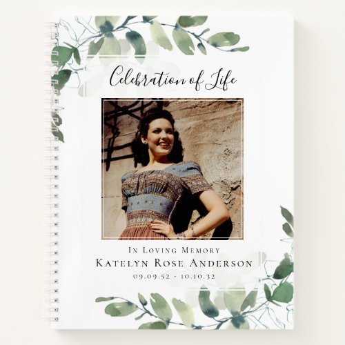 Eucalyptus Celebration of Life Funeral Guest Book