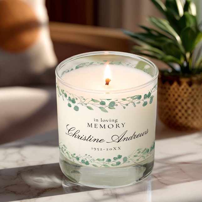 Eucalyptus Celebration of Life Funeral Scented Candle (In Loving Memory - Custom Eucalyptus Celebration of Life Funeral Scented Candle)