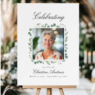 Eucalyptus Celebration of Life Photo Funeral White Foam Board