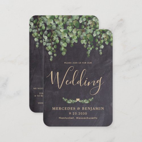 Eucalyptus Chalkboard QR Code Wedding Invitation