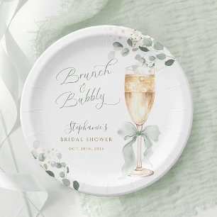 Eucalyptus Champagne Bridal Shower Paper Plates