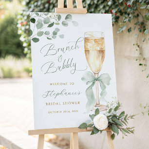 Eucalyptus Champagne Bridal Shower Welcome Sign