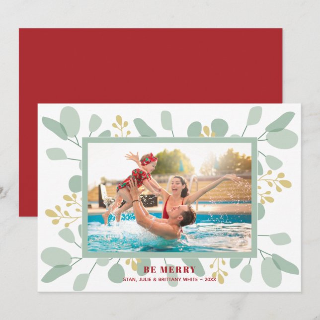 Eucalyptus Christmas Photo Holiday Card (Front/Back)