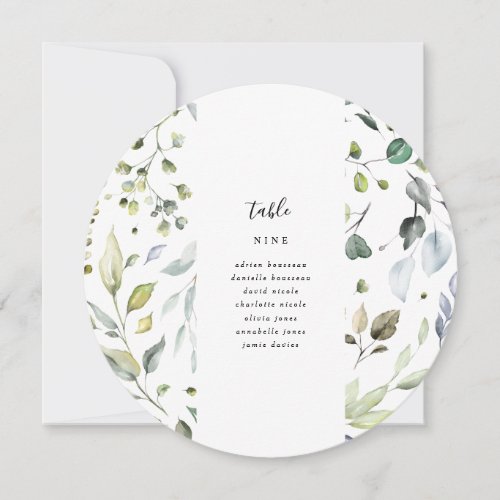 Eucalyptus Circle Table Number Seating Cards