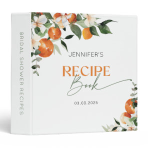 Eucalyptus citrus theme bridal shower recipe book 3 ring binder