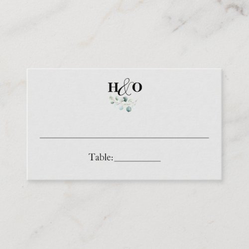 Eucalyptus Classic Monogram Ampersand Sage Wedding Place Card