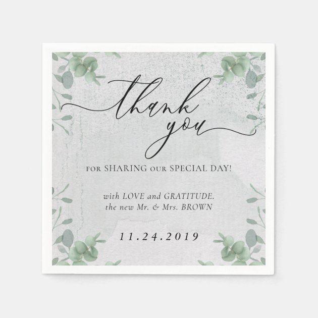 Eucalyptus Clean Formal Minimalist Decor Wedding Napkins