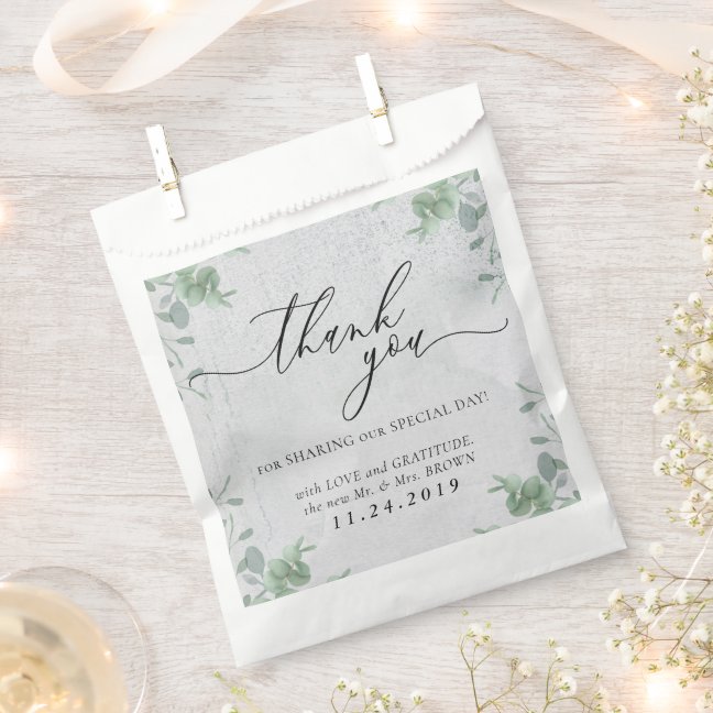 Eucalyptus Clean Simple Formal Minimalist Wedding Favor Bag