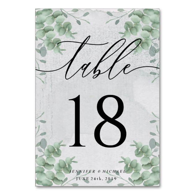 Eucalyptus Clean Simple Seat Plan Modern Signature Table Number
