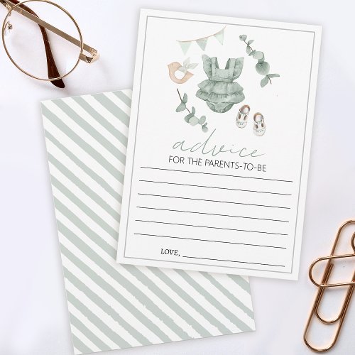 Eucalyptus clothes baby shower Advice card parents