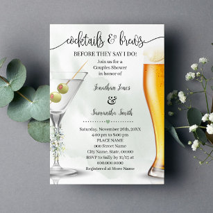 Eucalyptus Cocktails & Brews Couples Shower Invitation