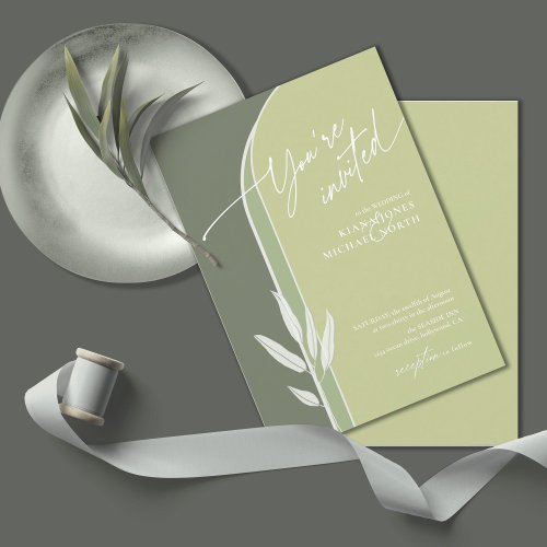 Eucalyptus Color Tones Wedding Green ID901 Invitation