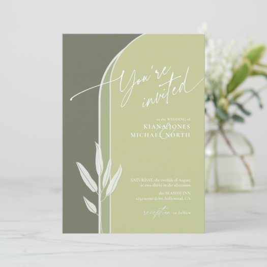 Eucalyptus Color Tones Wedding Green ID901 Invitation