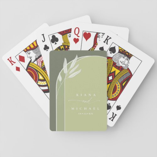 Eucalyptus Color Tones Wedding Green ID901  Playing Cards