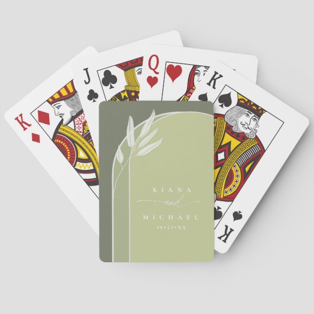 Eucalyptus Color Tones Wedding Green ID901  Poker Cards (Back)