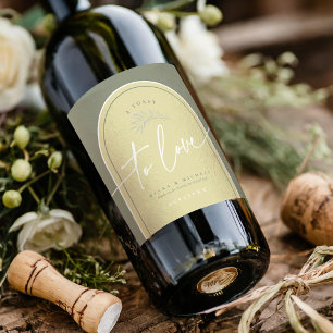 Eucalyptus Color Tones Wedding Toast Green ID901 Wine Label
