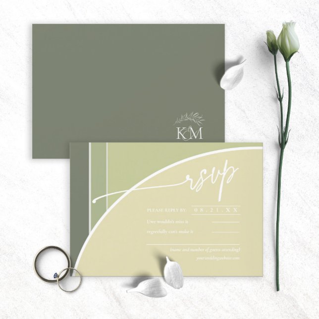 Eucalyptus Color Tones Wedding V2H Green ID901 RSVP Card (Creator Uploaded)