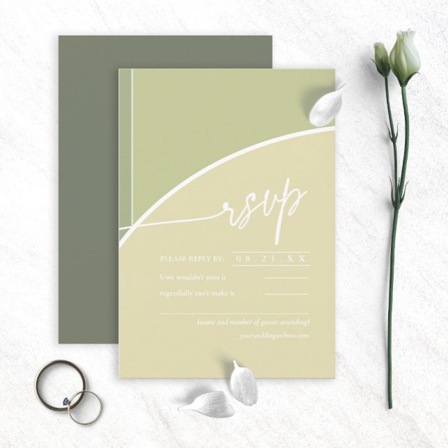 Eucalyptus Color Tones Wedding V2V Green ID901 RSVP Card (Creator Uploaded)
