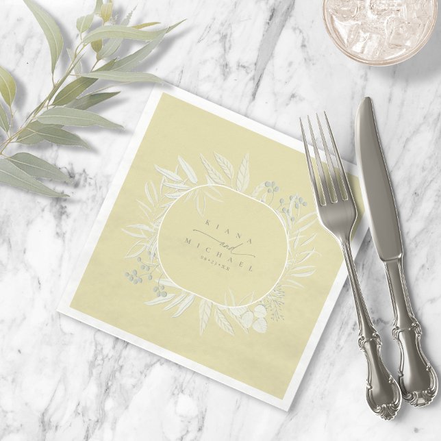 Eucalyptus Color Tones Wreath Yellow ID901 Napkins (Creator Uploaded)