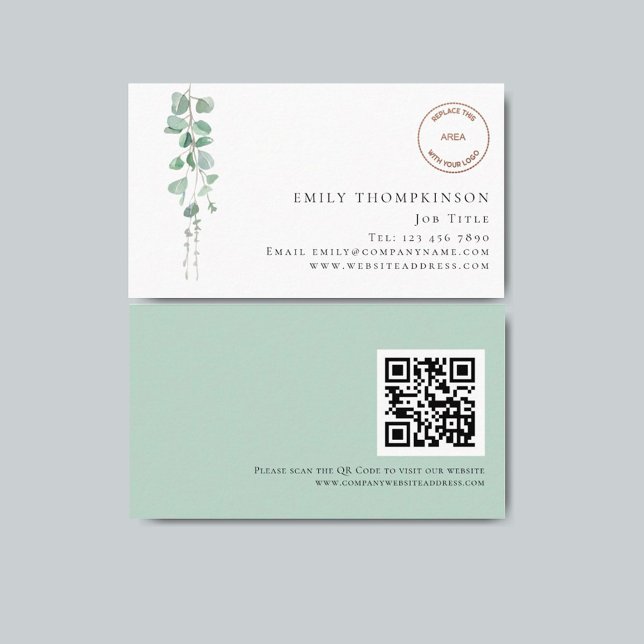 Eucalyptus Company Logo QR Code Any Profession Business Card (Creator Uploaded)