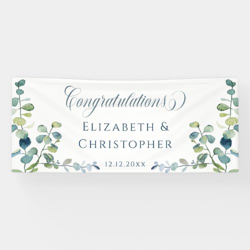 Eucalyptus Congratulations Reception Wedding Banner