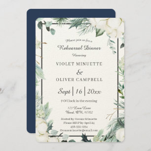 Eucalyptus Cotton   Felt Ecru Rehearsal Dinner Invitation
