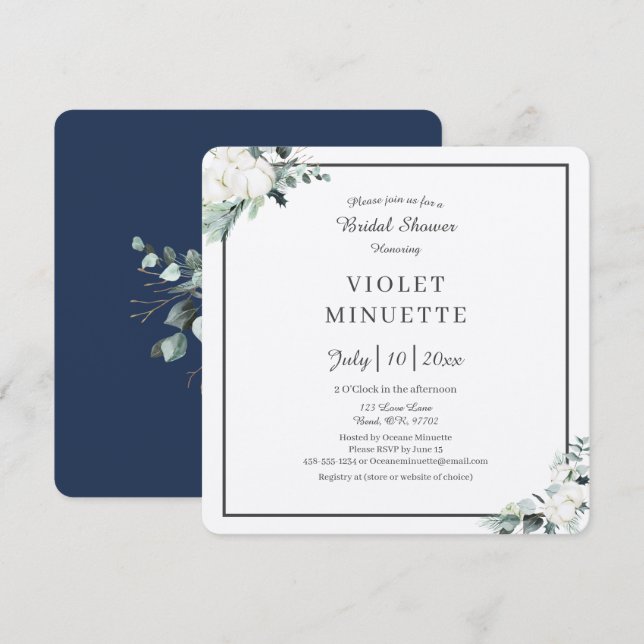 Eucalyptus Cotton | Felt Ecru v2 Bridal Shower Invitation (Front/Back)