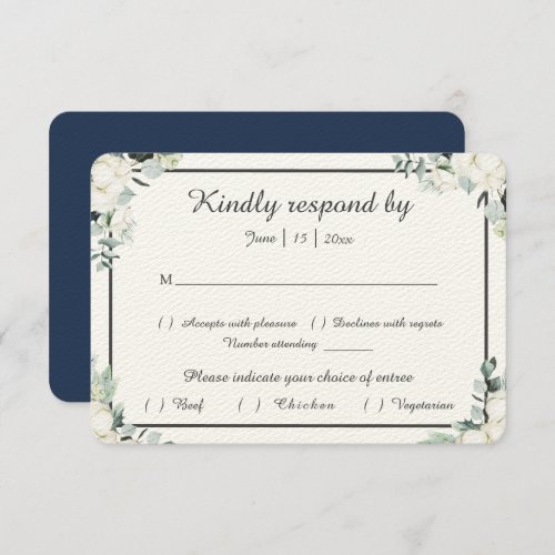 Eucalyptus Cotton  Felt Ecru Wedding RSVP Card