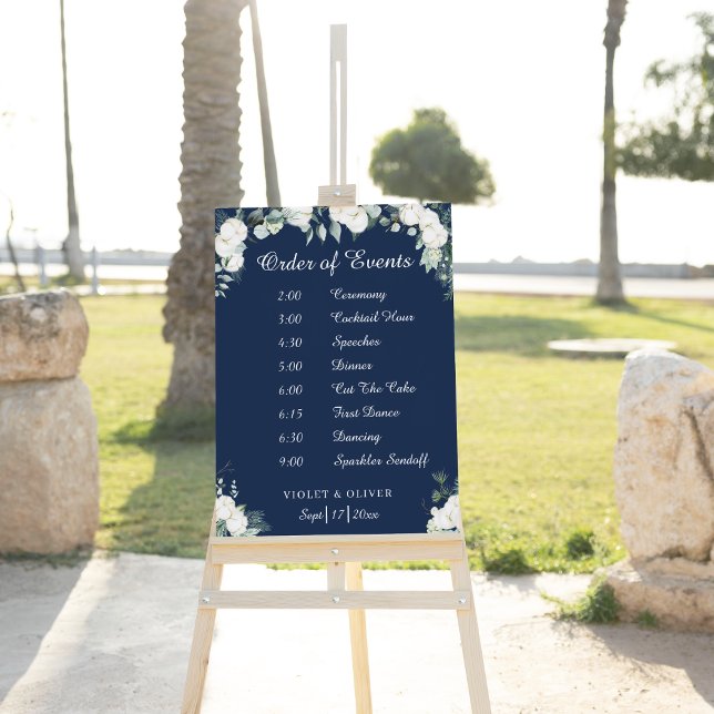 Eucalyptus Cotton | Navy Modern Order Of Events Foam Board (Creator Uploaded)