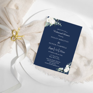 Eucalyptus Cotton Navy Modern v2 Rehearsal Dinner Invitation