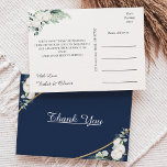 Eucalyptus Cotton | Navy Modern Wedding Thank You Postcard<br><div class="desc">This eucalyptus cotton navy modern wedding thank you postcard is perfect for your modern wedding. This design features eucalyptus greenery with white cotton fluffs on a dark navy blue background and white calligraphy script in a modern classic traditional layout. Please feel free to reach out to us with any questions...</div>