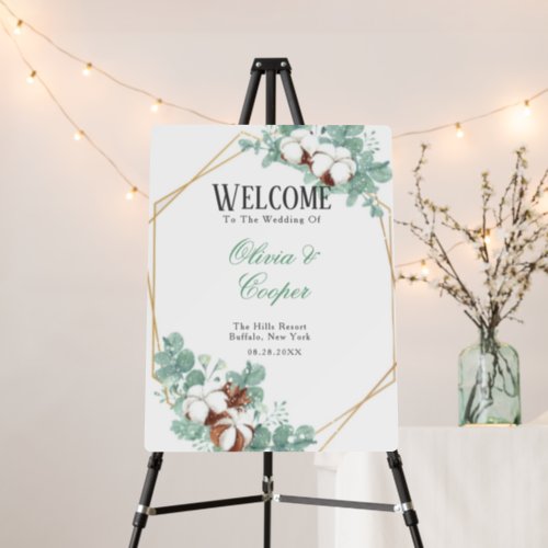 Eucalyptus Cotton Snow Wedding Welcome Foam Board