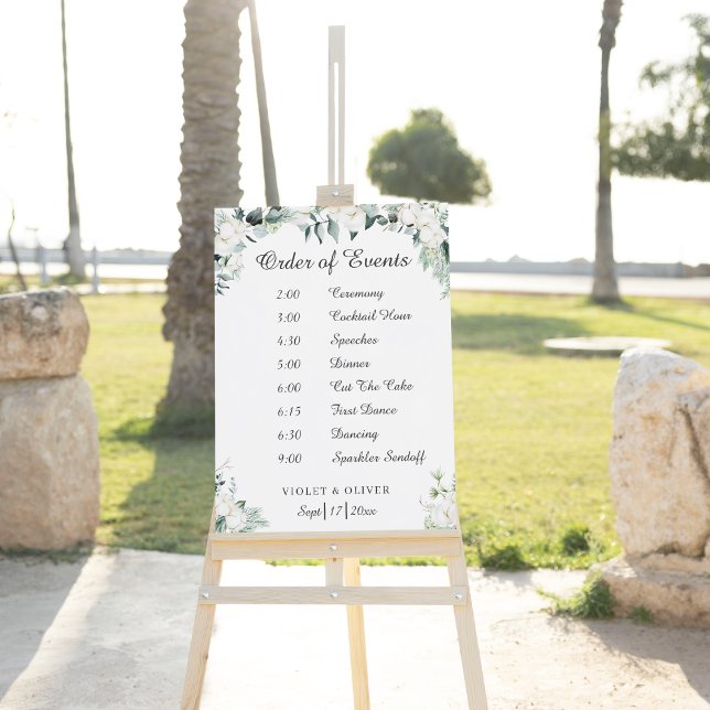 Eucalyptus Cotton | White Modern Order Of Events Foam Board (Creator Uploaded)