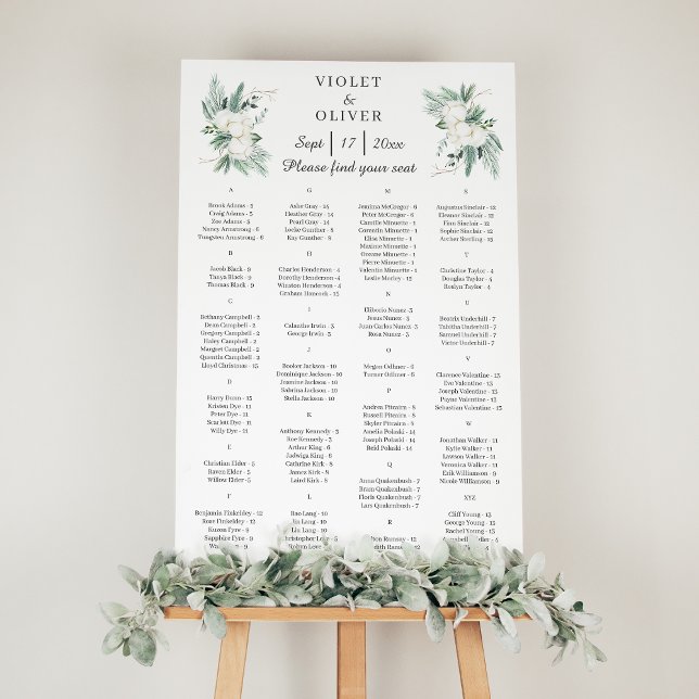 Eucalyptus Cotton | White Modern Seating Chart Foam Board (Creator Uploaded)